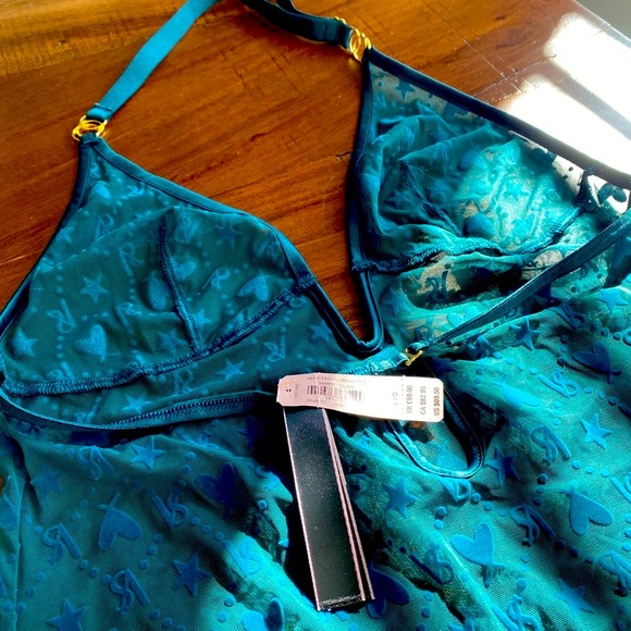 BRAND NEW Victoria Secrets Green Textured Teddy Size Large - Picture 6 of 6